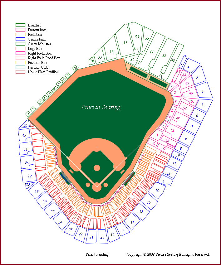 Fenway Park Seating Chart Red Sox Precise Llc